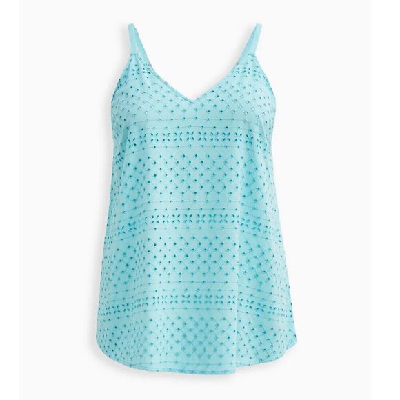 TORRID 2 Plus Size Sophie Eyelet Swing Cami Aqua Blue Sleeveless Tank Blouse 2X - Picture 4 of 16